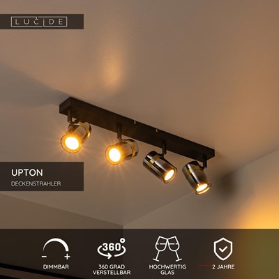 Lucide UPTON - Deckenstrahler - 4xGU10 - Rauchfarbe Grau